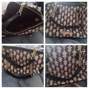 Betsey Johnson lg studded bow print Handbag